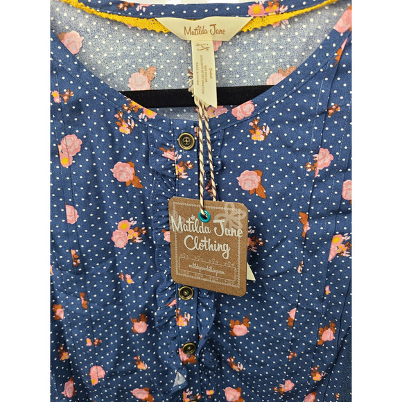 Matilda Jane Daydream Dream a Little Dream Floral Polka Dot Top Women's L NWT - Picture 3 of 6